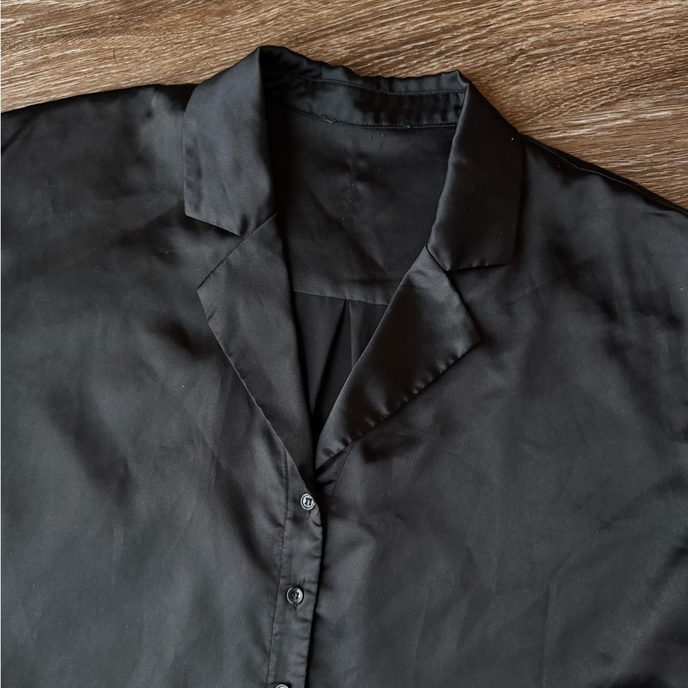 Black Satin Women's Top - Picture 3 of 6